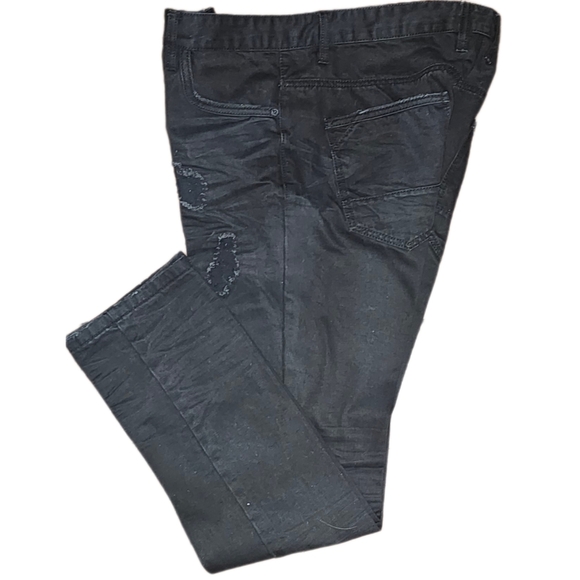 FBRK Mens Ripped Black Jeans 38W X 32L - Picture 5 of 10
